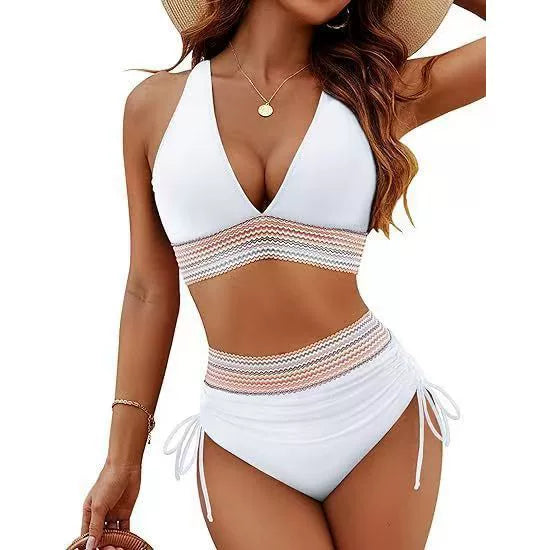 High Waist Belly Covering Swimsuit Bikinis High-Waisted Two-Piece Bikini