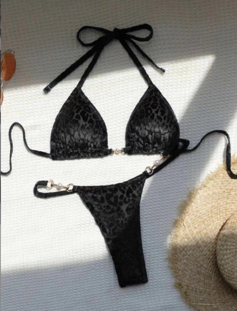 Bikini T-Back Sexy Sexy Split Swimsuit Hot Spring Leopard Print Bikini
