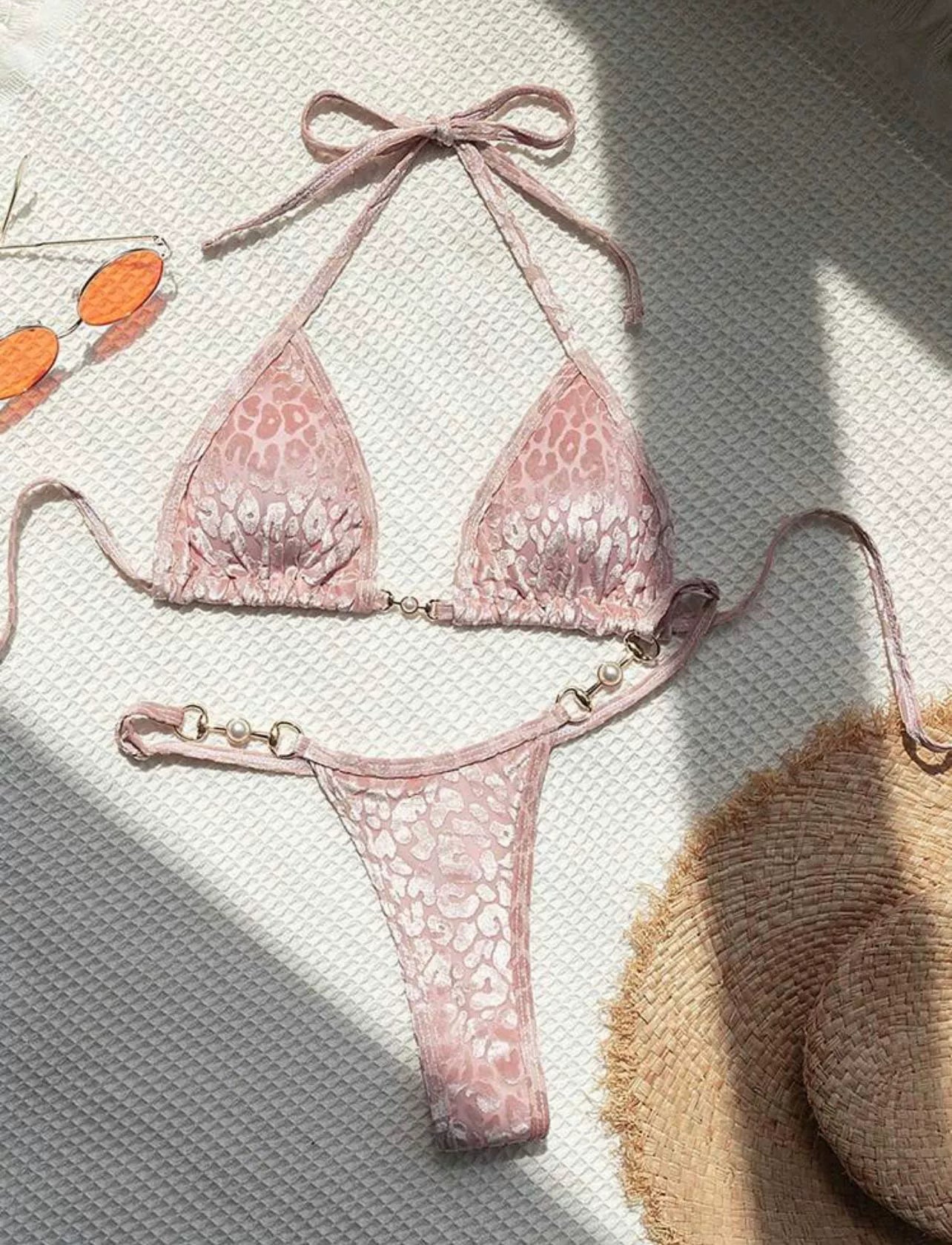 Bikini T-Back Sexy Sexy Split Swimsuit Hot Spring Leopard Print Bikini