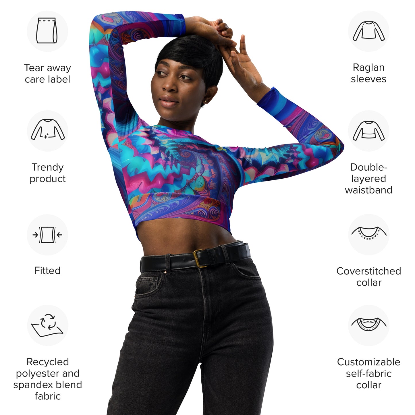 Trippie Hooks Trippie Wave Recycled Long-Sleeve Crop Top