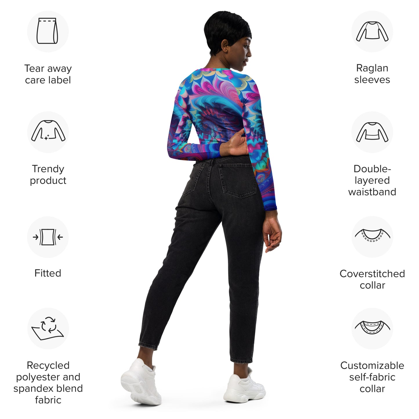 Trippie Hooks Trippie Wave Recycled Long-Sleeve Crop Top