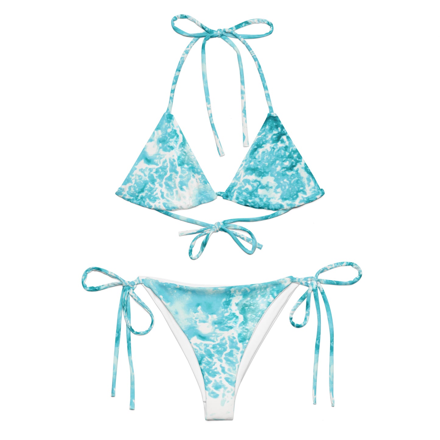 Trippie Hooks Blue Water Print Recycled String Bikini